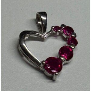 925 STERLING SILVER SPINEL HEART PENDANT